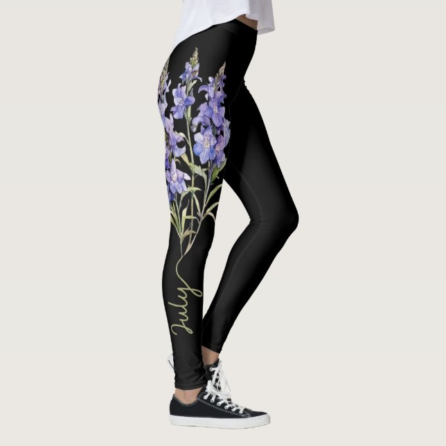 Julafton Flower, Lila Larkspur on Black Leggings (Höger)