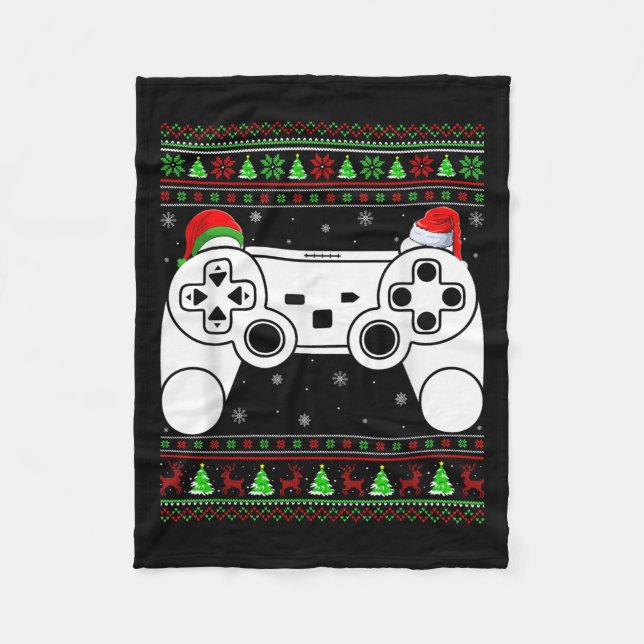 Julafton för den fina julklapparen Video Game Cont Fleecefilt (Framsidan)