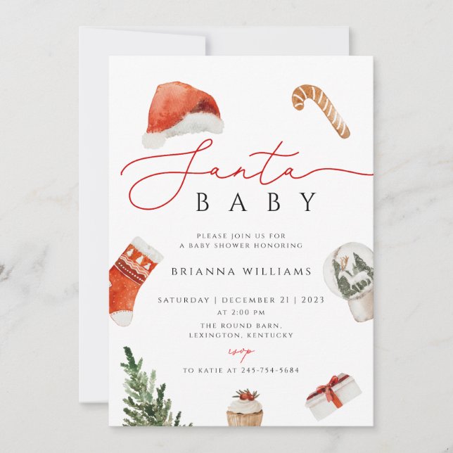 Julafton för jultomten Baby Shower Inbjudningar (Framsida)