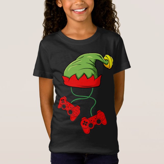 Julafton för spel i julspelsspelaren Elf Gamer Con T Shirt (Framsida)