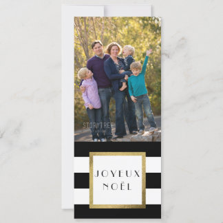 Julafton för svart- & vitrand"Joyeux Noël" foto Julkort