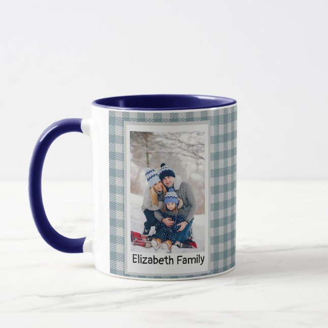 Julafton Forest Grönt Play Rustic Photo Blue Mugg (Vänster)