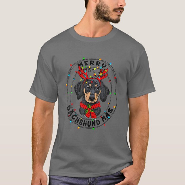 Julafton Funny Merry Dachshundmas Cute Dachshund R T Shirt (Framsida)