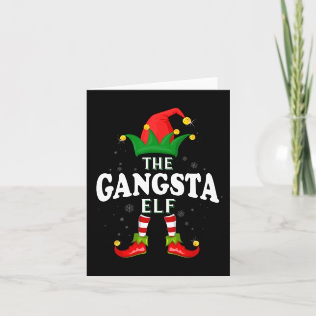 Julafton Gangsta Elf-familjen som matchar jul Paja Kort (Framsida)