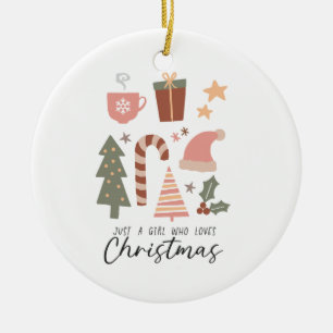 Julafton ger bara en flicka som Kärlek jul Julgransprydnad Keramik