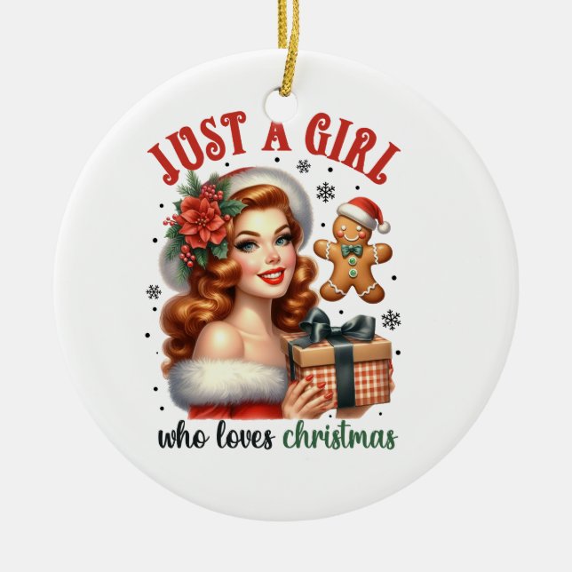 Julafton ger bara en flicka som Kärlek jul Julgransprydnad Keramik (Framsidan)