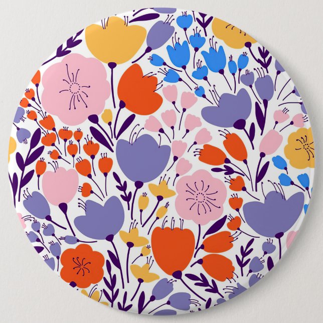 Julafton ger färgstark och ljus Blommigt Knapp (Framsida)