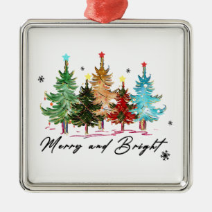 Julafton ger Merry och Bright Julgransprydnad Metall