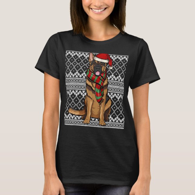 Julafton German Shepherd Jultomten Hat T Shirt (Framsida)
