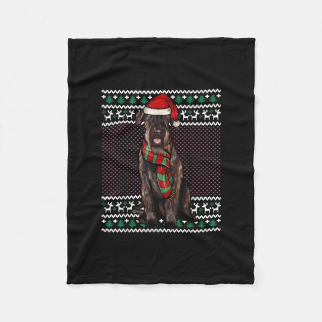 Julafton Giant Schnauzer Hund Santa Hat Ugly jul Fleecefilt (Framsidan)
