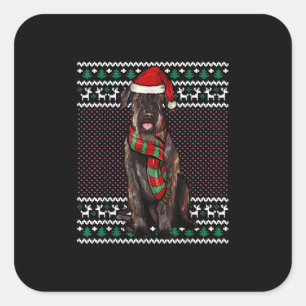 Julafton Giant Schnauzer Hund Santa Hat Ugly jul Fyrkantigt Klistermärke