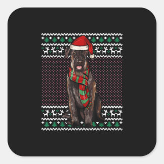 Julafton Giant Schnauzer Hund Santa Hat Ugly jul Fyrkantigt Klistermärke