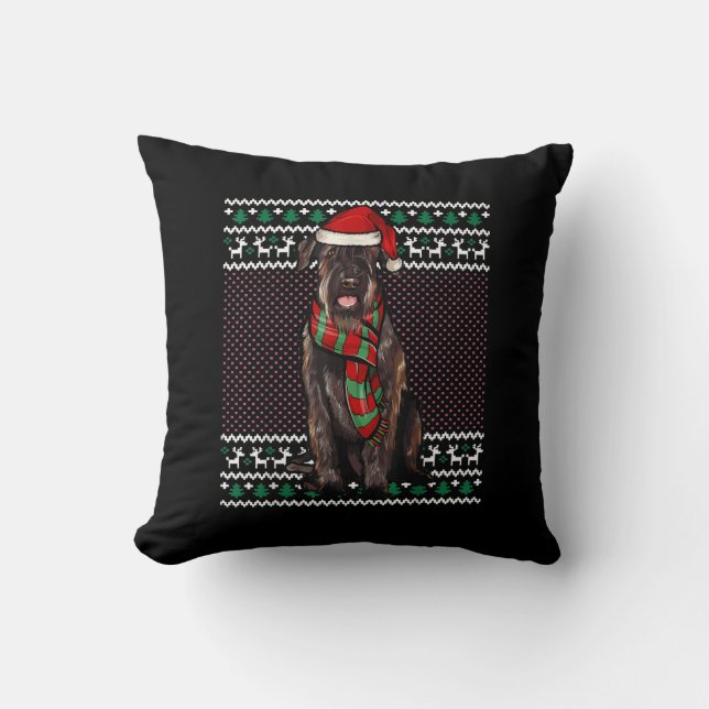 Julafton Giant Schnauzer Hund Santa Hat Ugly jul Kudde (Framsida)
