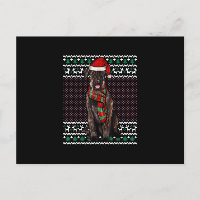 Julafton Giant Schnauzer Hund Santa Hat Ugly jul Meddelande Vykort (Framsida)