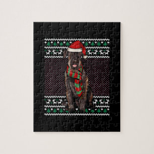 Julafton Giant Schnauzer Hund Santa Hat Ugly jul Pussel
