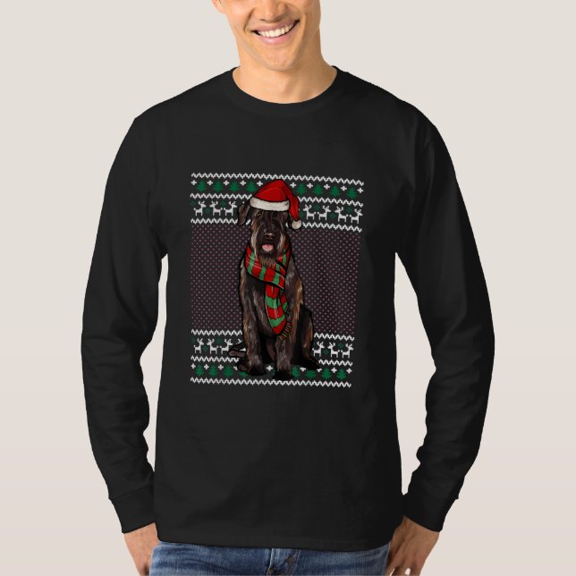 Julafton Giant Schnauzer Hund Santa Hat Ugly jul T Shirt (Framsida)