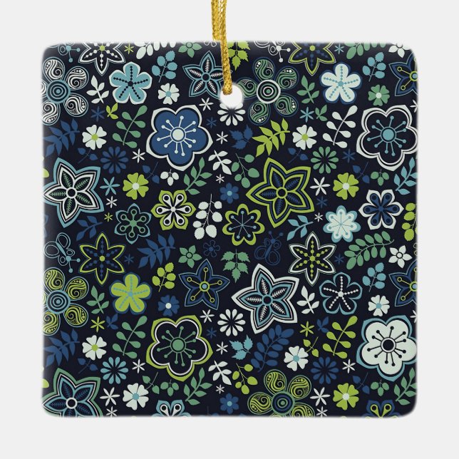 Julafton Gift Blommigt 3D Wall Art Julgransprydnad Keramik (Framsida)