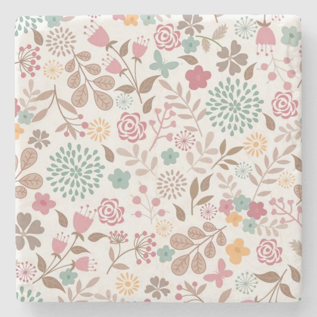 Julafton Gift Blommigt 4 Seasons Stenunderlägg (Framsidan)