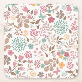 Julafton Gift Blommigt 4 Seasons Underlägg Papper Kvadrat