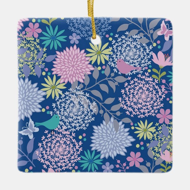 Julafton Gift Blommigt 60:e födelsedagen Julgransprydnad Keramik (Framsida)