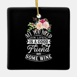 Julafton Gift   Bra vän och vissa Vin Julgransprydnad Keramik