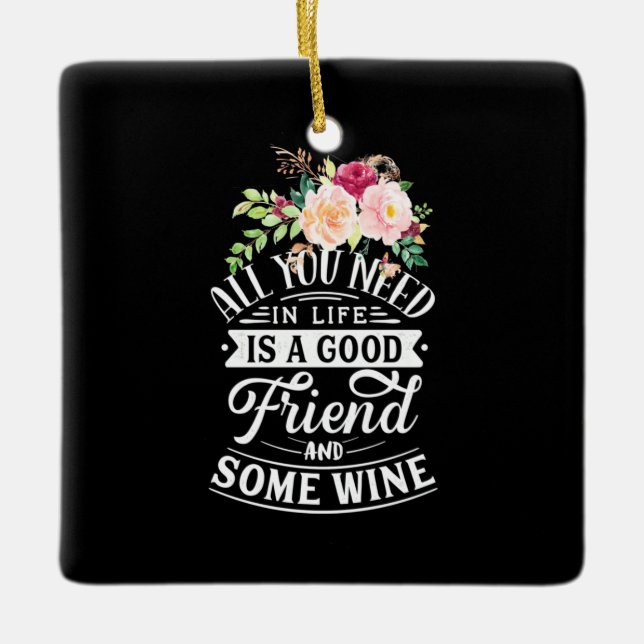 Julafton Gift | Bra vän och vissa Vin Julgransprydnad Keramik (Framsida)