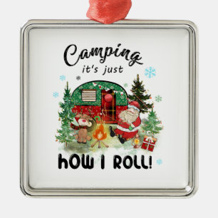 Julafton Gift Camping Det är bara så jag rullar Julgransprydnad Metall