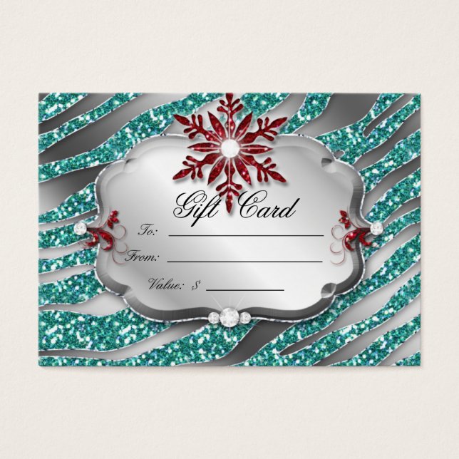 Julafton Gift Card Jewelry Zebra Teal Blue Visitkort (Framsidan)