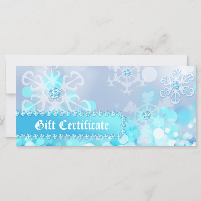 Julafton Gift Certificates Spa Blue Snö Jewelry (Framsida)