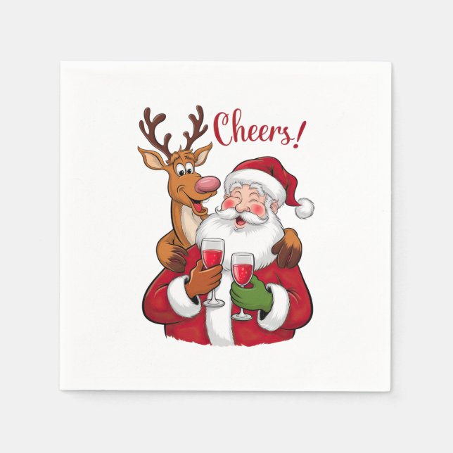 Julafton Gift Cheer Jultomten Pappersservett (Framsidan)