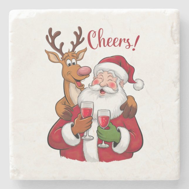 Julafton Gift Cheer Jultomten Stenunderlägg (Framsidan)