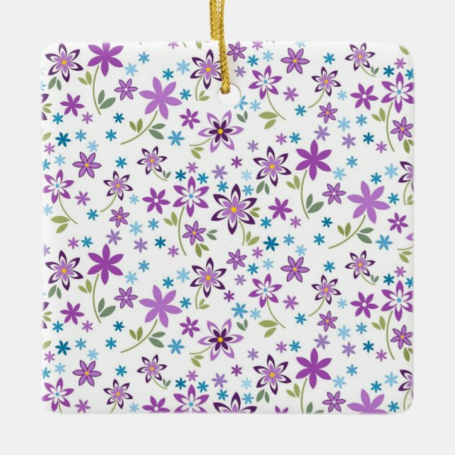 Julafton Gift Cute Blommigt Ditsy Julgransprydnad Keramik (Framsida)