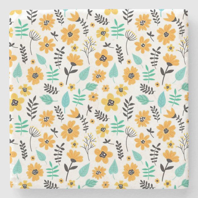 Julafton Gift Cute Hand plockade Blommigt Colorful Stenunderlägg (Framsidan)