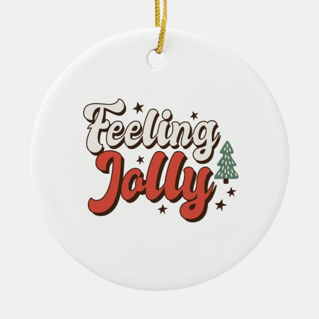 Julafton Gift Feeling Jolly Julgransprydnad Keramik (Framsidan)