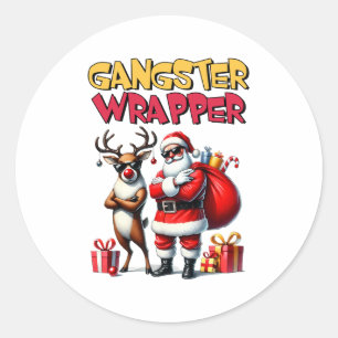 Julafton Gift Gangster Wrapped Runt Klistermärke