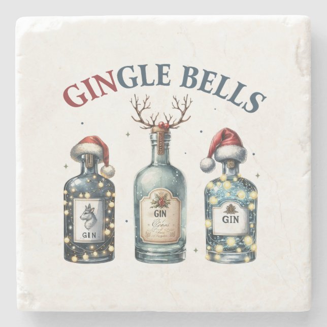 Julafton Gift Gingle Klockor Stenunderlägg (Framsidan)