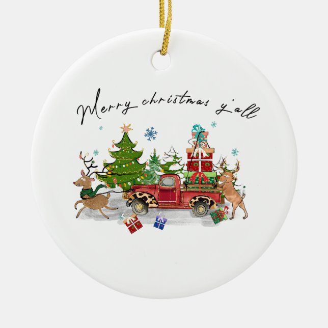Julafton Gift God jul Yall Julgransprydnad Keramik (Framsidan)