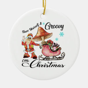 Julafton Gift har en groovy Julgransprydnad Keramik