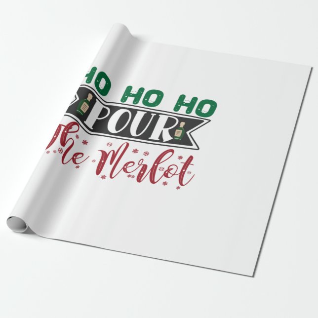 Julafton Gift | Ho Ho Ho Pour the Merlot Presentpapper (Utrullad)