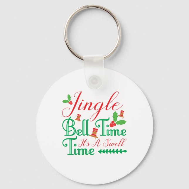 Julafton Gift Jingle Bell Time Nyckelring (Framsida)