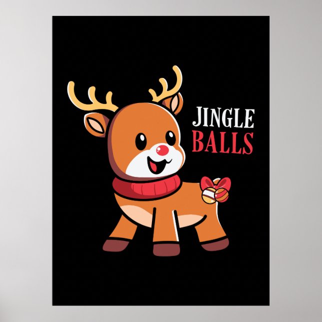 Julafton Gift Jingle Bollar Reindeer Poster (Framsidan)