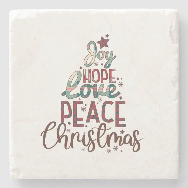 Julafton Gift Joy Kärlek fredjul Stenunderlägg (Framsidan)