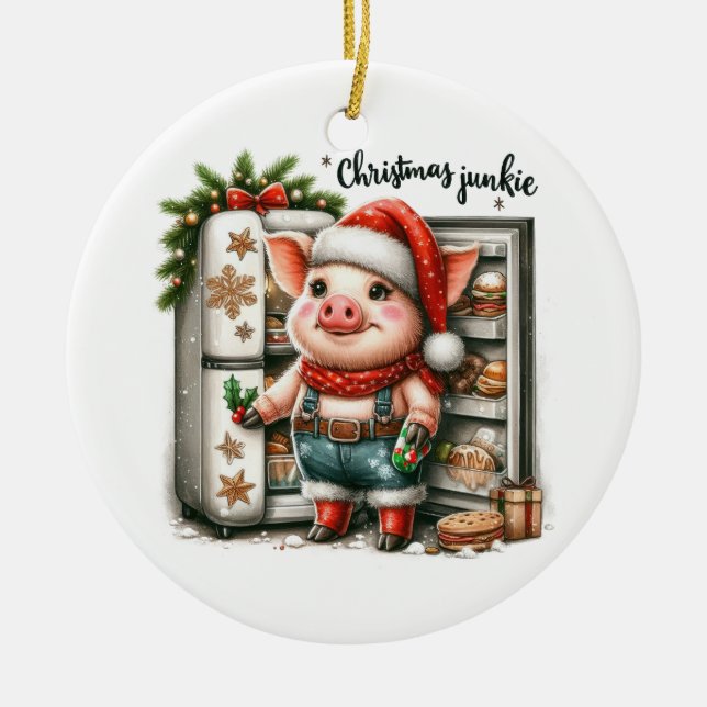 Julafton Gift jul Junkie Julgransprydnad Keramik (Framsidan)