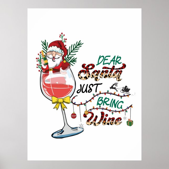 Julafton Gift, kära tomten, ta med Vin Poster (Framsidan)