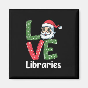 Julafton Gift KÄRLEK Bibliotek Cute Santa Santa Magnet