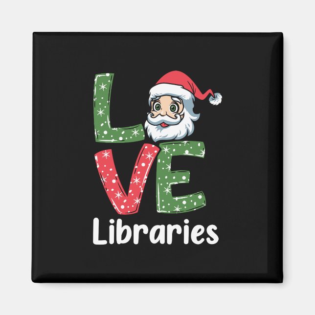 Julafton Gift KÄRLEK Bibliotek Cute Santa Santa Magnet (Framsidan)