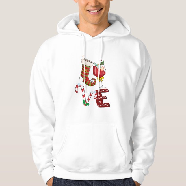 Julafton Gift Kärlek Vin jul Hoodie (Framsida)