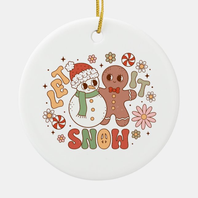 Julafton Gift Låt det snöa Julgransprydnad Keramik (Framsidan)