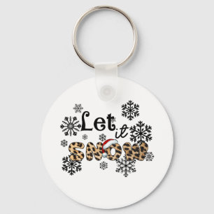 Julafton Gift Låt det snöa Leopard Nyckelring