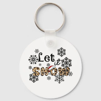 Julafton Gift Låt det snöa Leopard Nyckelring